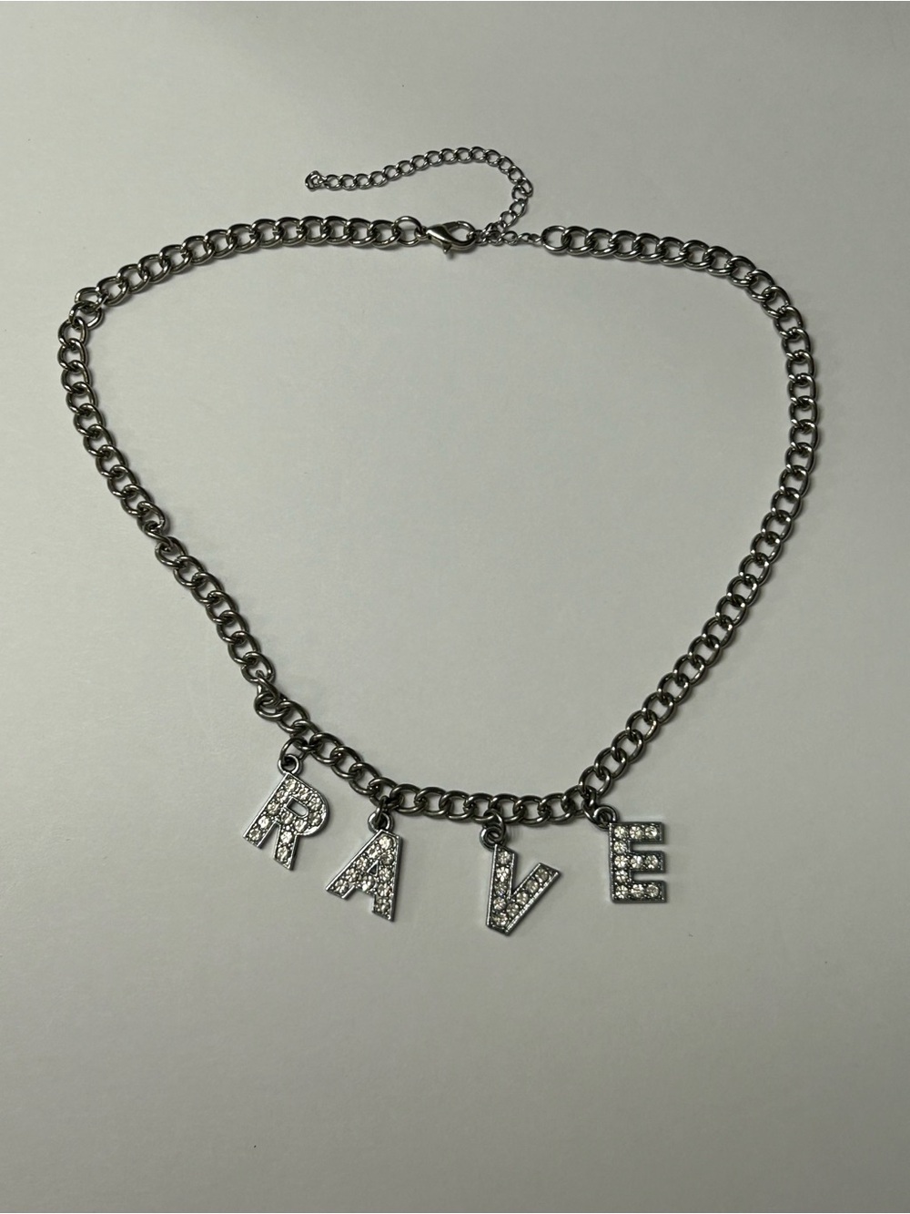 RAVE Silver-Tone Crystal Letter Choker Necklace